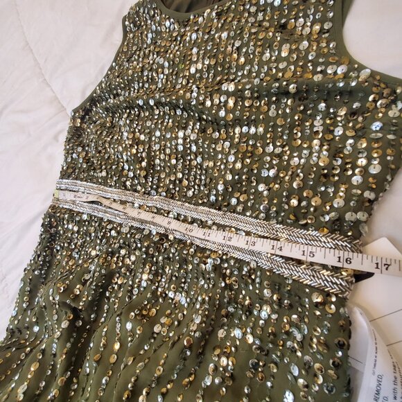 Mac Duggal Sleeveless Sequin Column Gown Olive Green 93603 Size 10 - Picture 6 of 11